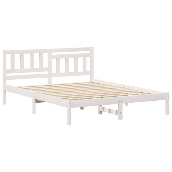 Łóżko Łóżko Drewniane Białe Rama Łózko Ze Stelażem 140 x 200 cm 830899
