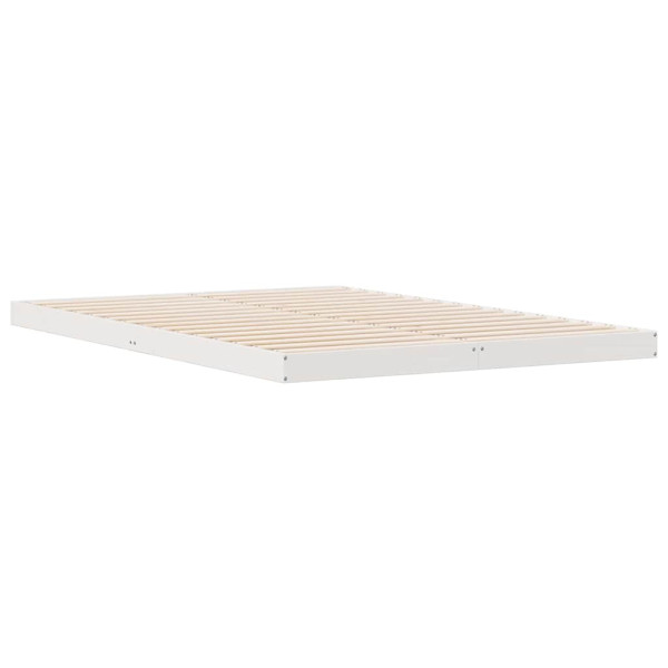 Łóżko Łóżko Drewniane Białe Rama Łózko Ze Stelażem 160 x 220 cm 837564