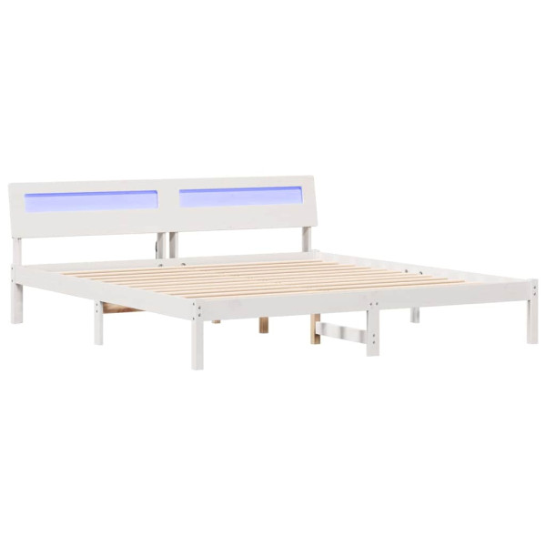 Łóżko Łóżko Drewniane Białe Rama Łózko Ze Stelażem 180 x 200 cm 837149