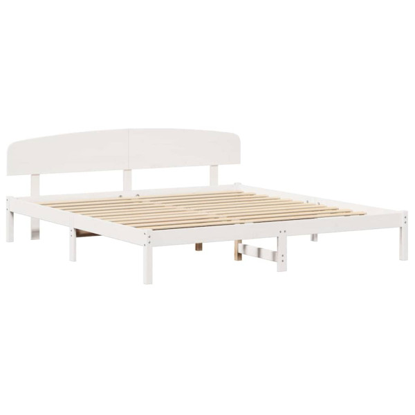 Łóżko Łóżko Drewniane Białe Rama Łózko Ze Stelażem 180 x 200 cm 837534