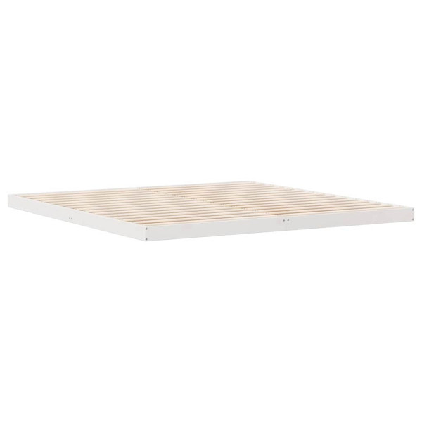 Łóżko Łóżko Drewniane Białe Rama Łózko Ze Stelażem 180 x 220 cm 837646
