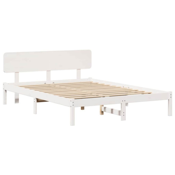 Łóżko Łóżko Drewniane Białe Rama Łózko Ze Stelażem 200 x 200 cm 838377