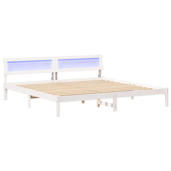 Łóżko Łóżko Drewniane Białe Rama Łózko Ze Stelażem 200 x 200 cm 830379