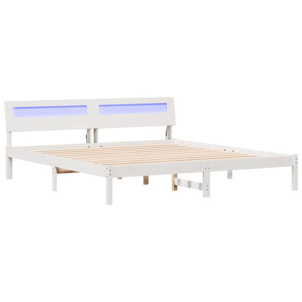 Łóżko Łóżko Drewniane Białe Rama Łózko Ze Stelażem 200 x 200 cm 837009
