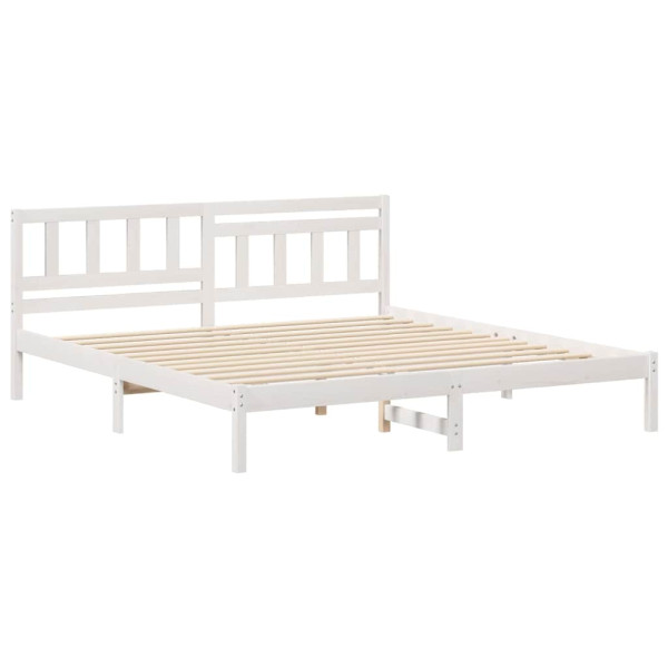 Łóżko Łóżko Drewniane Białe Rama Łózko Ze Stelażem 200 x 200 cm 830246