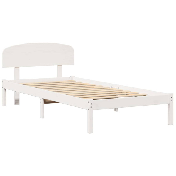 Łóżko Łóżko Drewniane Białe Rama Łózko Ze Stelażem 75 x 190 cm 837562