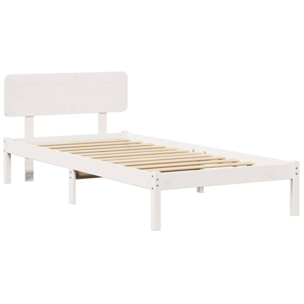 Łóżko Łóżko Drewniane Białe Rama Łózko Ze Stelażem 75 x 190 cm 838354