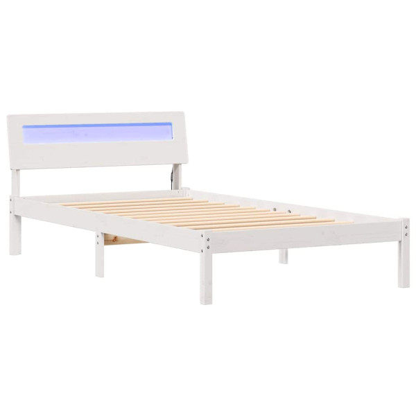 Łóżko Łóżko Drewniane Białe Rama Łózko Ze Stelażem 75 x 190 cm 837282