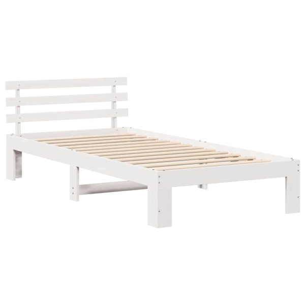 Łóżko Łóżko Drewniane Białe Rama Łózko Ze Stelażem 80 x 200 cm 830510