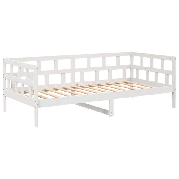 Łóżko Łóżko Drewniane Białe Rama Łózko Ze Stelażem 80x200 cm 838397
