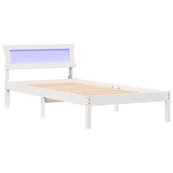 Łóżko Łóżko Drewniane Białe Rama Łózko Ze Stelażem 90 x 190 cm 830539