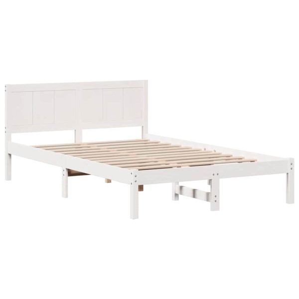 Łóżko Łóżko Drewniane Białe Rama Łózko Ze Stelażem Do Pokoju 140 x 190 cm 837079