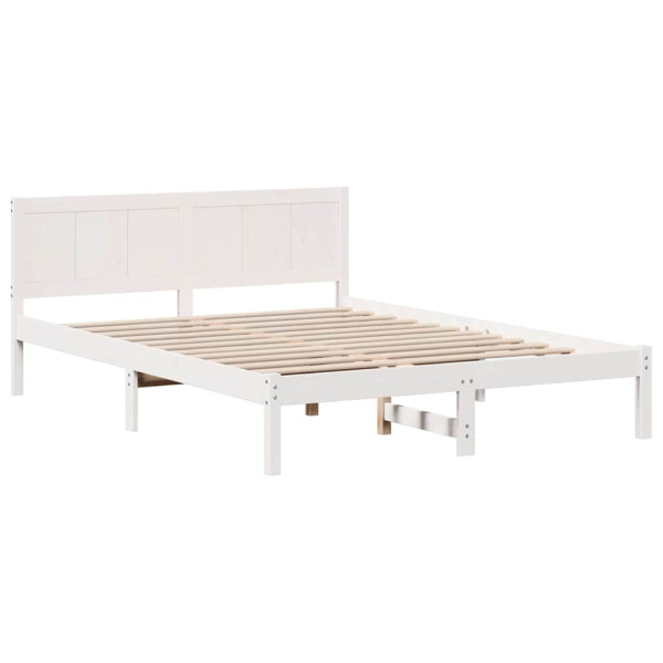 Łóżko Łóżko Drewniane Białe Rama Łózko Ze Stelażem Do Pokoju 140 x 200 cm 837158