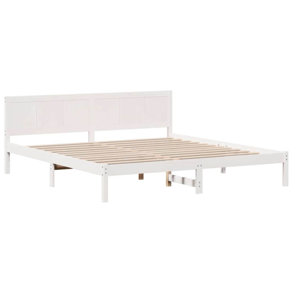 Łóżko Łóżko Drewniane Białe Rama Łózko Ze Stelażem Do Pokoju 180 x 200 cm 837035