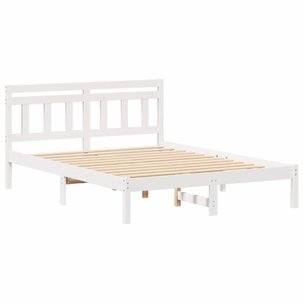 Łóżko Łóżko Drewniane Białe Rama Łózko Ze Stelażem 830275