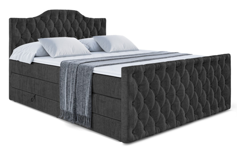 Łóżko kontynentalne z pojemnikiem i materacem H3|H4 VILA-1-Z KING 140x200cm 443618