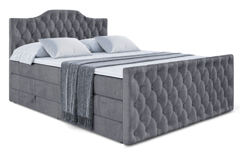 Łóżko kontynentalne z pojemnikiem i materacem H3|H4 VILA-1-Z KING 140x200cm 443742
