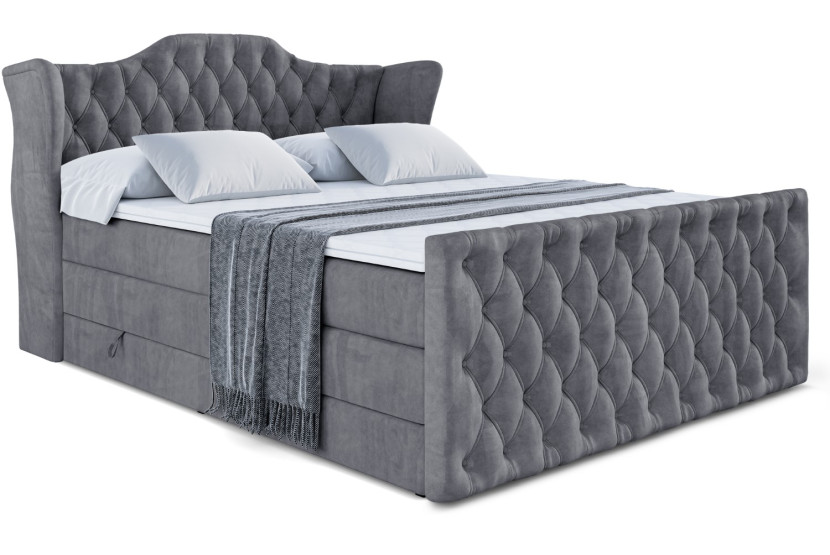 Łóżko kontynentalne z pojemnikiem i materacem H3|H4 VILA-Z KING 200x200cm 443699