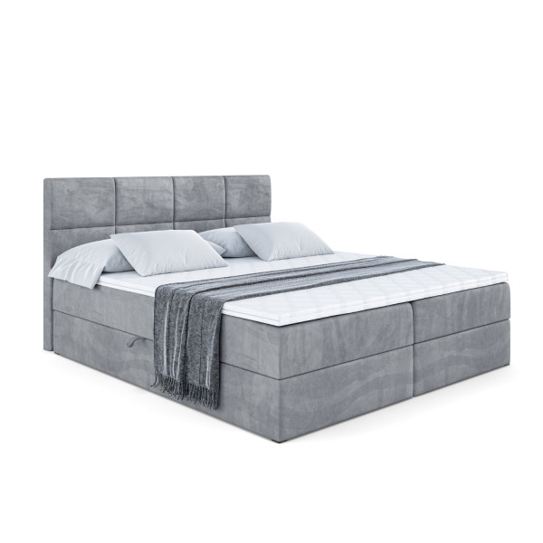Łóżko kontynentalne z pojemnikiem i materacem H4 ARDENI - 180 x 200 cm 129714