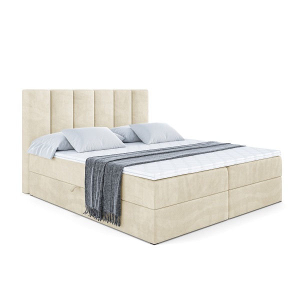 Łóżko kontynentalne z pojemnikiem i materacem H4 BOXI1 - 140 x 200 cm 128074