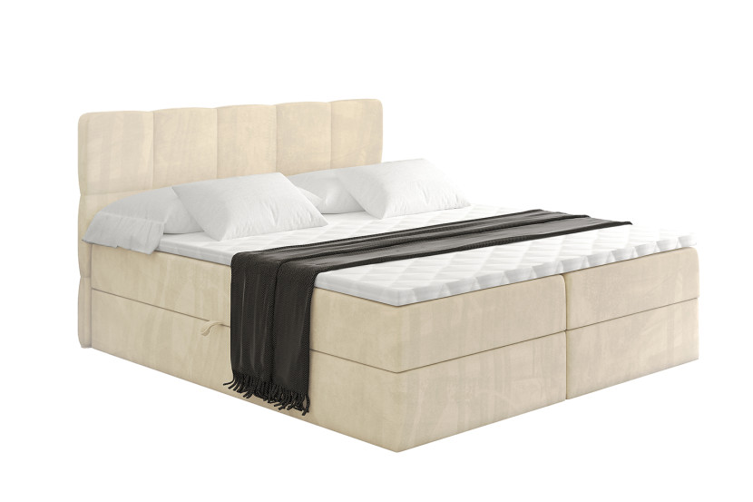 Łóżko kontynentalne z pojemnikiem i materacem H4 - LIRO - 140x200cm 526569