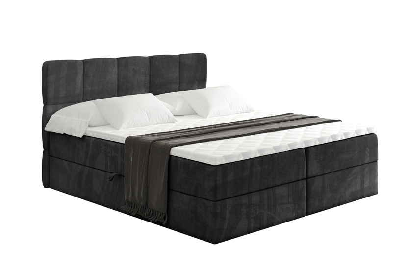 Łóżko kontynentalne z pojemnikiem i materacem H4 - LIRO - 160x200cm 526620