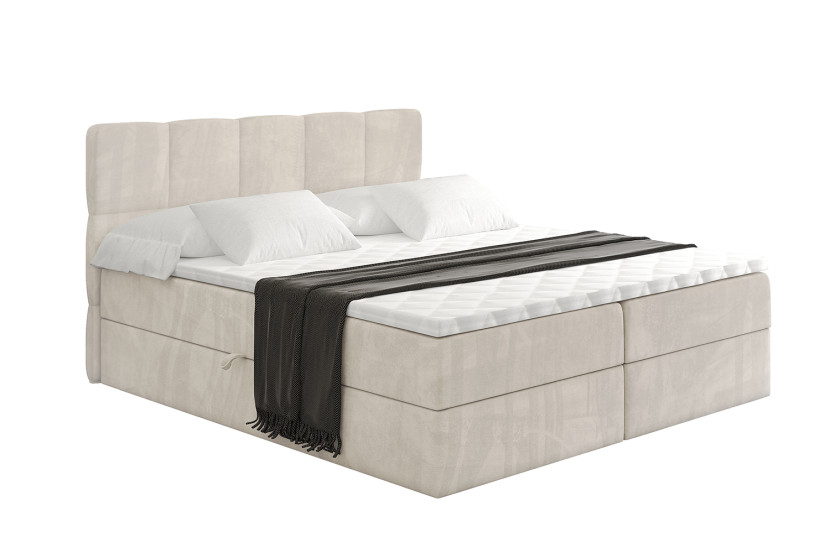 Łóżko kontynentalne z pojemnikiem i materacem H4 - LIRO - 160x200cm 526621