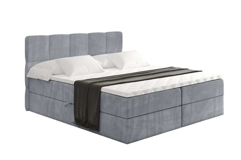 Łóżko kontynentalne z pojemnikiem i materacem H4 - LIRO - 160x200cm 526698
