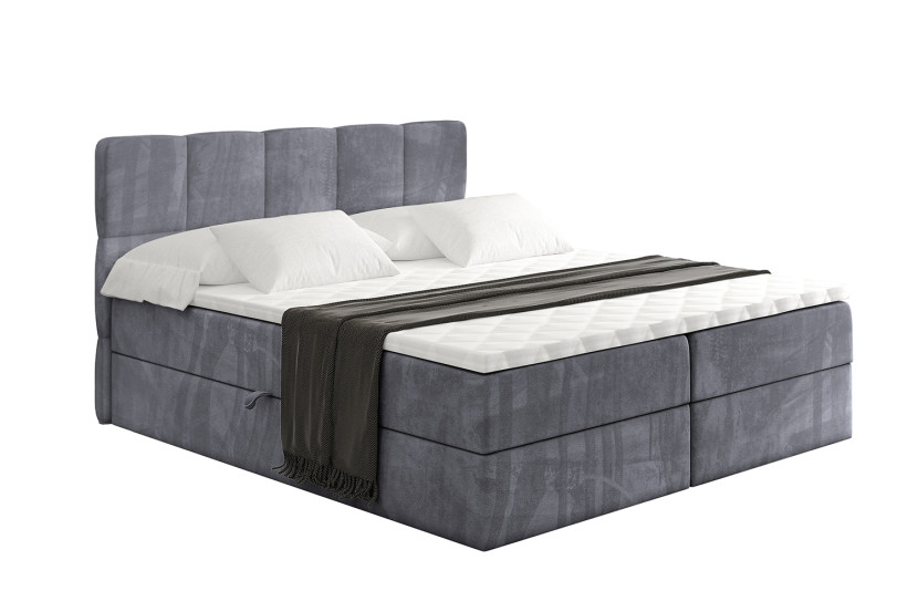 Łóżko kontynentalne z pojemnikiem i materacem H4 - LIRO - 160x200cm 526540