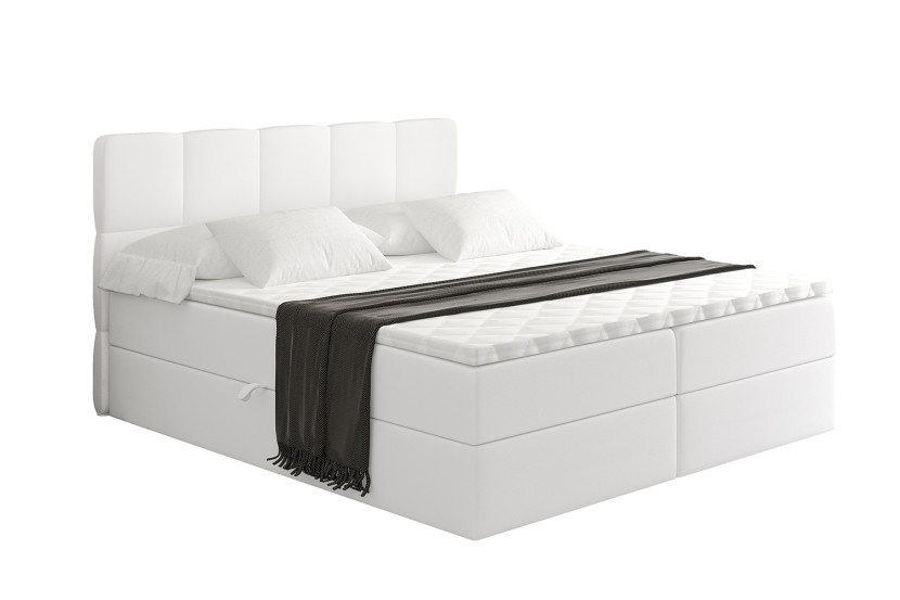 Łóżko kontynentalne z pojemnikiem i materacem H4 - LIRO - 200x200cm 526650
