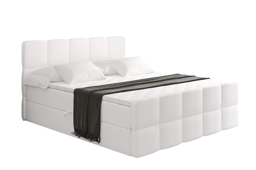 Łóżko kontynentalne z pojemnikiem i materacem H4 - LIRO-Z - 200x200 cm 526555