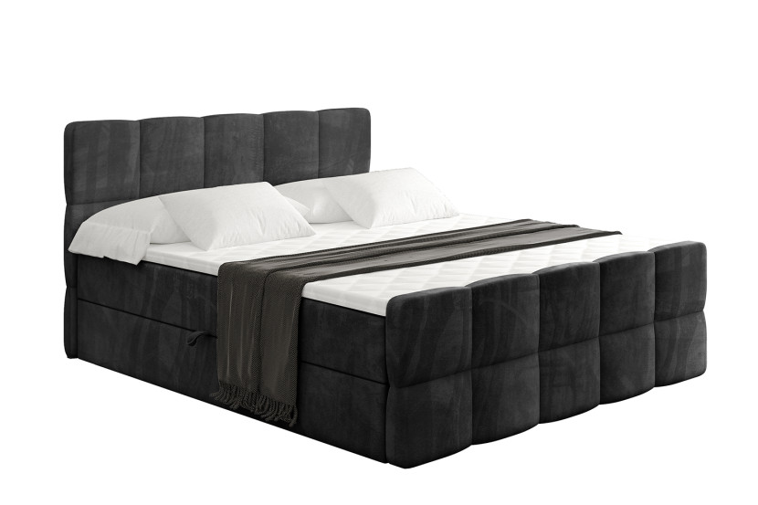 Łóżko kontynentalne z pojemnikiem i materacem H4 - LIRO-Z - 200x200 cm 526602