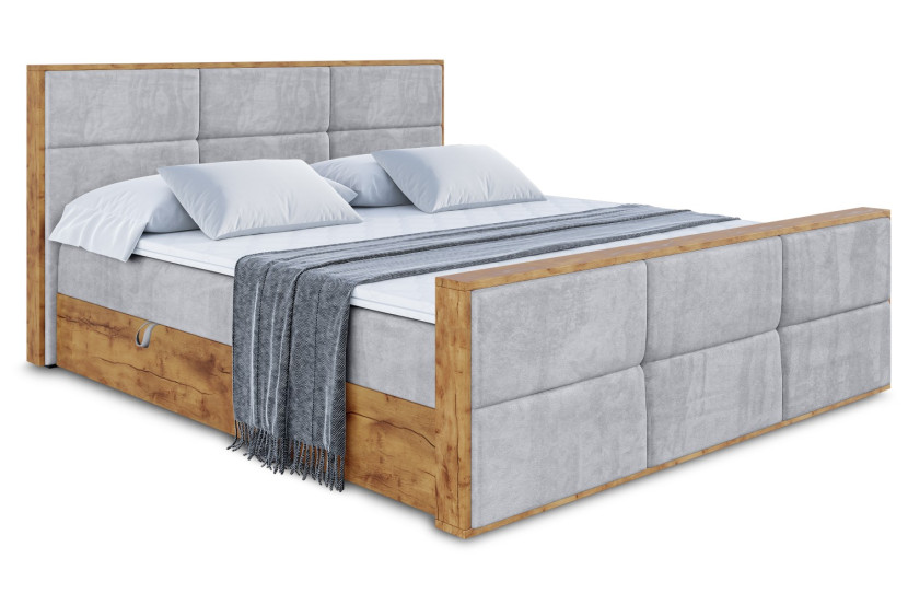 Łóżko kontynentalne z pojemnikiem i materacem H4 - LOLLI1-Z - 140x200 cm 665846