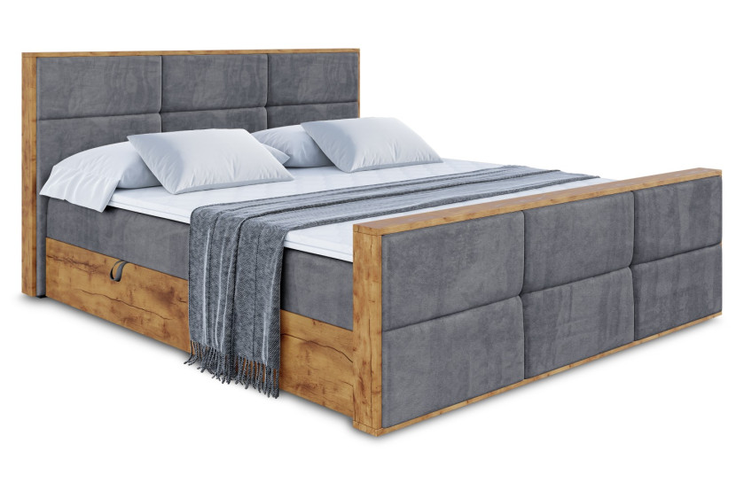 Łóżko kontynentalne z pojemnikiem i materacem H4 - LOLLI1-Z - 200x200 cm 665802