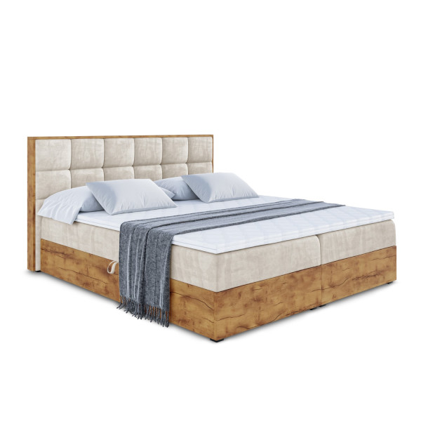 Łóżko kontynentalne z pojemnikiem i materacem H4 LOLLI2 - 140x200cm 129450