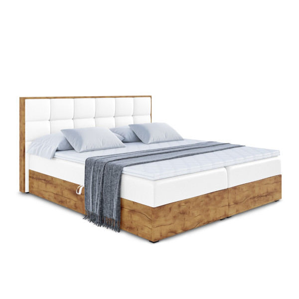 Łóżko kontynentalne z pojemnikiem i materacem H4 LOLLI2 - 140x200cm 128151
