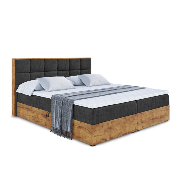 Łóżko kontynentalne z pojemnikiem i materacem H4 LOLLI2 - 200x200cm 128688