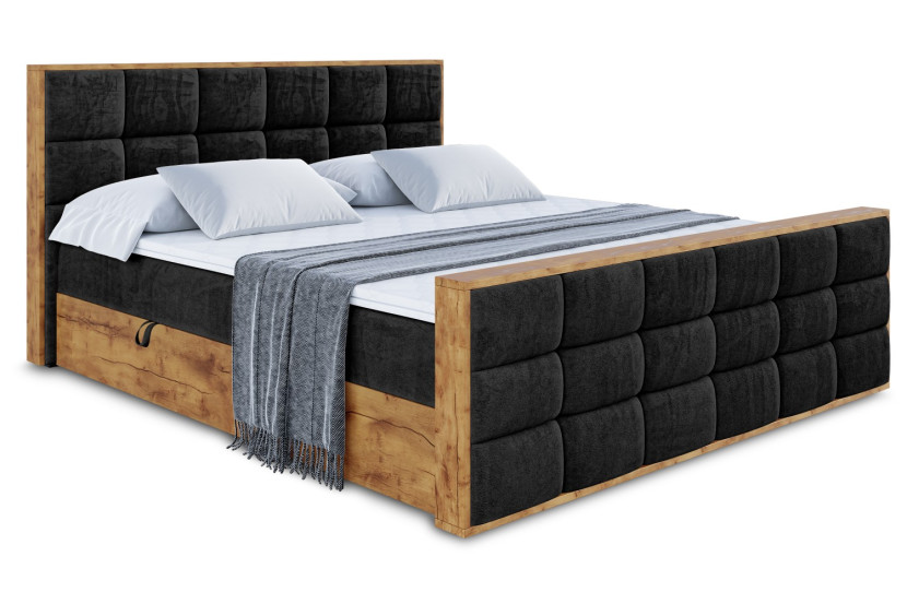 Łóżko kontynentalne z pojemnikiem i materacem H4 - LOLLI2-Z - 140x200 cm 665689