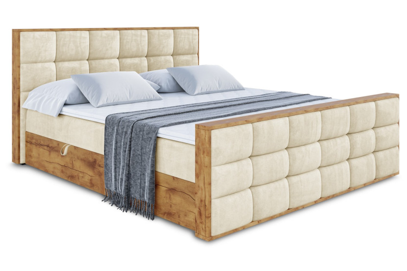 Łóżko kontynentalne z pojemnikiem i materacem H4 - LOLLI2-Z - 140x200 cm 665817
