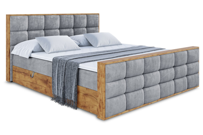 Łóżko kontynentalne z pojemnikiem i materacem H4 - LOLLI2-Z - 160x200 cm 666351