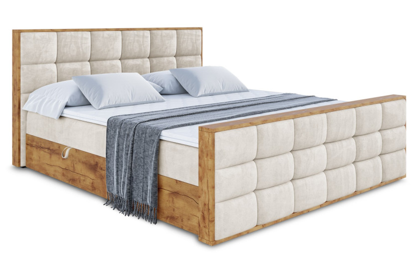 Łóżko kontynentalne z pojemnikiem i materacem H4 - LOLLI2-Z - 180x200 cm 665695