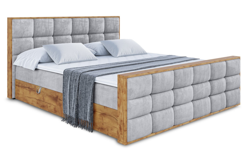 Łóżko kontynentalne z pojemnikiem i materacem H4 - LOLLI2-Z - 180x200 cm 665883