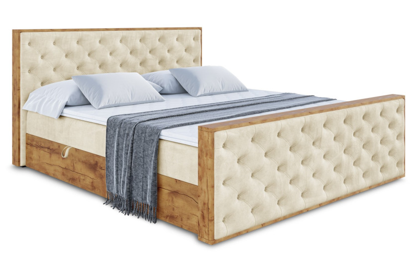 Łóżko kontynentalne z pojemnikiem i materacem H4 - LOLLI3-Z - 140x200 cm 666523