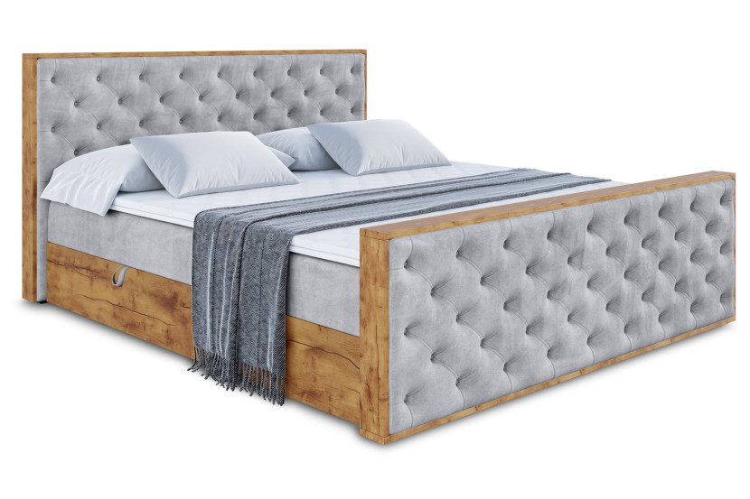 Łóżko kontynentalne z pojemnikiem i materacem H4 - LOLLI3-Z - 140x200 cm 666198