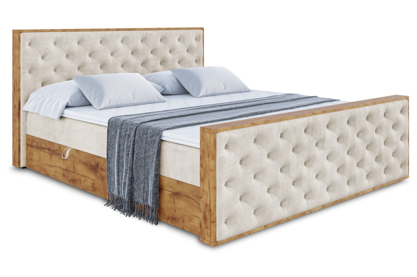 Łóżko kontynentalne z pojemnikiem i materacem H4 - LOLLI3-Z - 160x200 cm 666290