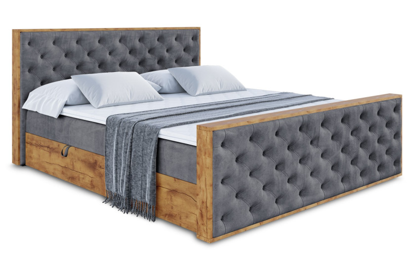 Łóżko kontynentalne z pojemnikiem i materacem H4 - LOLLI3-Z - 160x200 cm 666342