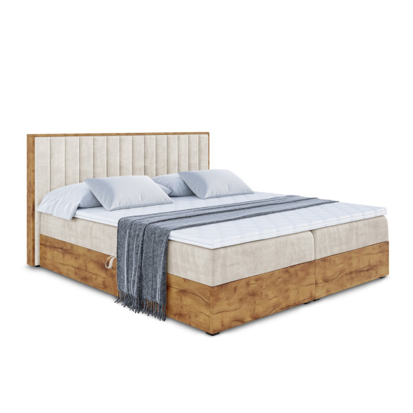 Łóżko kontynentalne z pojemnikiem i materacem H4 LOLLI4 - 120x200cm 128863