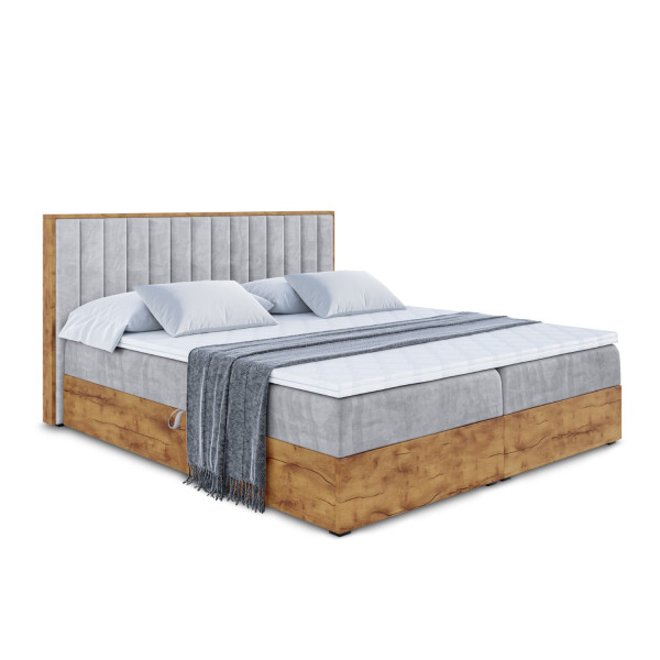 Łóżko kontynentalne z pojemnikiem i materacem H4 LOLLI4 - 200x200cm 128565