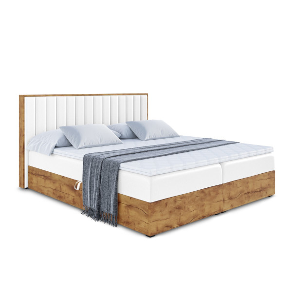Łóżko kontynentalne z pojemnikiem i materacem H4 LOLLI4 - 200x200cm 128746