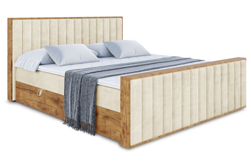Łóżko kontynentalne z pojemnikiem i materacem H4 - LOLLI4-Z - 140x200 cm 666215